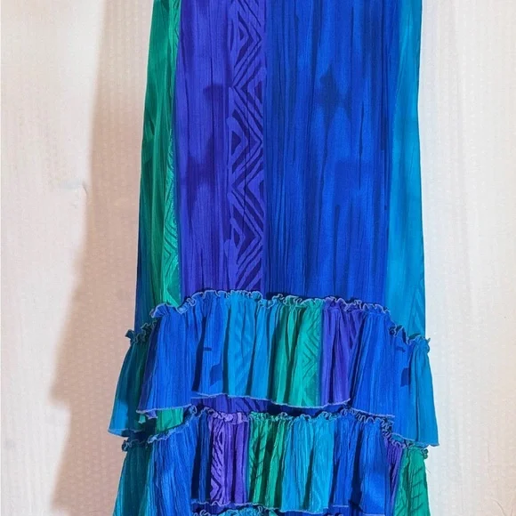 Rare Vintage 100% Rayon Art-to-Wear Tiered Ruffle Tank Maxi Dress - Picture 3 of 15